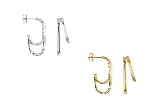 Sterling silver textured double hoop earring