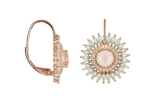 [16814EGRQCADR] Sterling silver stones & white zirconia sun earring