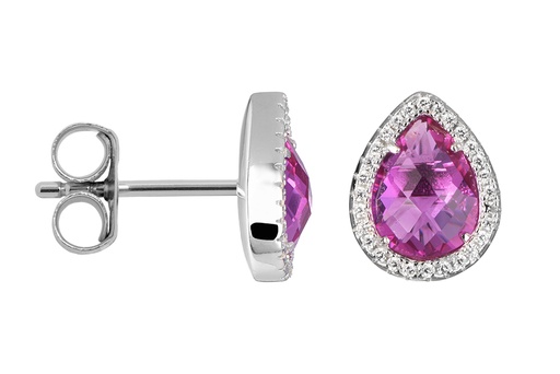 [16819EZBLRURD] Sterling silver zirconia drop earring