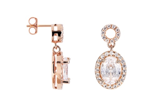 [16820EZBLDR] Pendiente plata 925 circulo y ovalo 7x5mm zirconitas