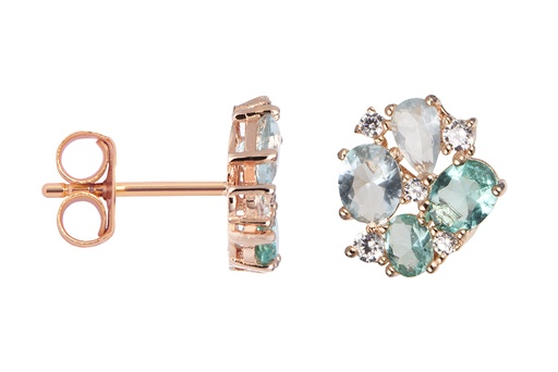 [16822EGMXDR] Sterling silver mix stones & zirconia earring