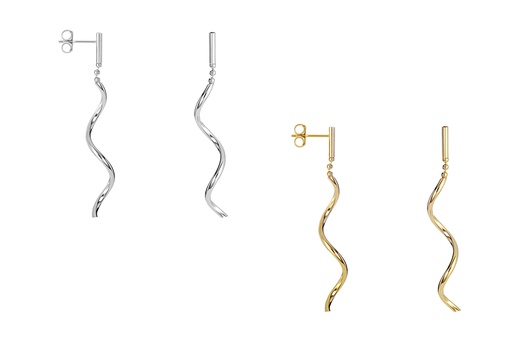 Sterling silver corkscrew long earring