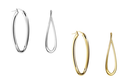 Sterling silver oval 58x21mm hooop earring