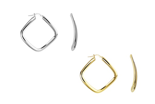 Sterling silver diamond shape hoop earring