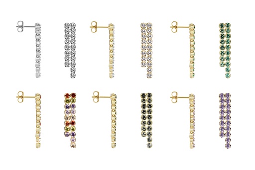 Pendiente plata 925 doble riviere 2mm