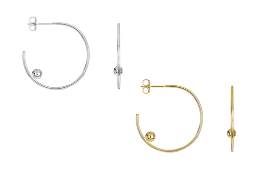 Sterling silver 4mm bead hoop earring