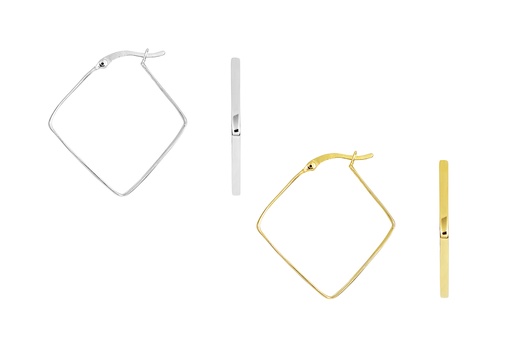 Sterling silver rombo hoop earring