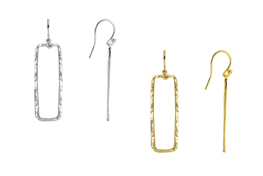 Sterling silver rectangle earring