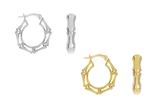 Sterling silver bamboo hoop earring