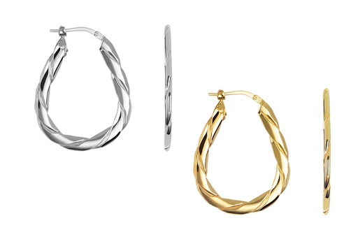 Sterling silver braid hoop earring