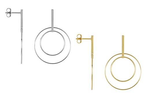 Sterling silver two circles & bar earring