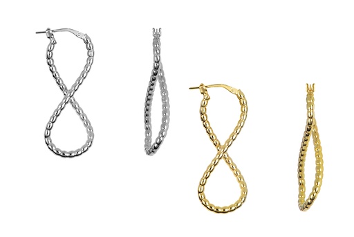 Sterling silver 2mm beads infinity symbol earring