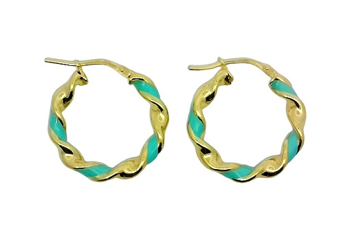 Sterling silver enamel hoop earring