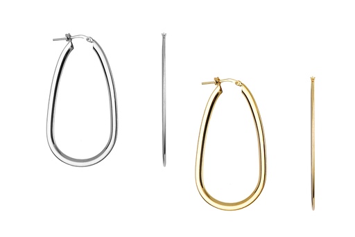 Sterling silver flat hoop earring