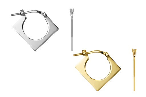 Sterling silver square & circle earring