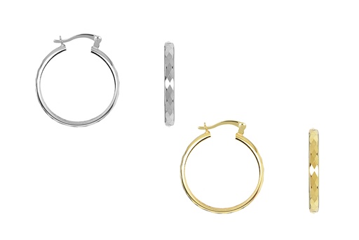 Sterling silver facetated hoop earring