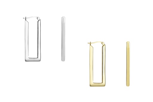 Pendiente plata 925 aro tubo rectangular 3x3.5mm