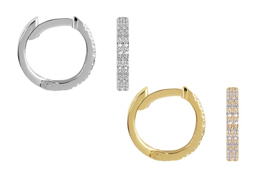 Sterling silver 2mm zircnia hoop earring