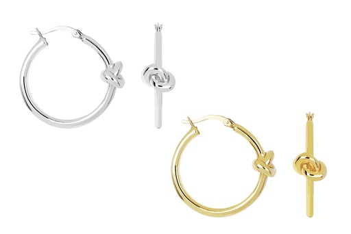 Sterling silver knot hoop earring