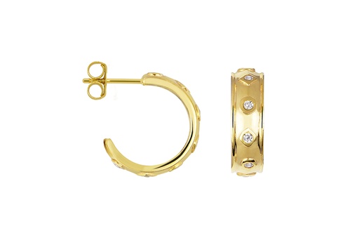 [17029EZBLDO] Sterling silver zirconia hoop earring