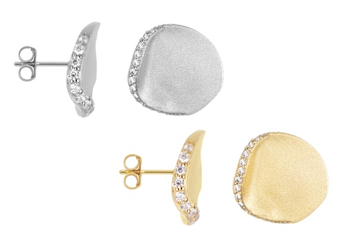 Pendiente plata 925 forma irregular 11x11mm con zirconitas