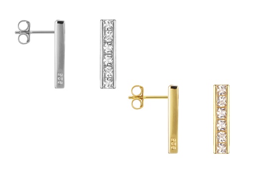 Sterling silver zirconia bar 14x3mm earring