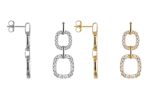 Sterling silver zirconia link earring