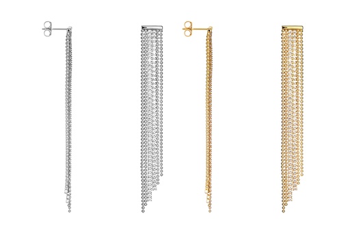 Pendiente plata 925 cadenas bolas 1.25mm y riviere 2mm