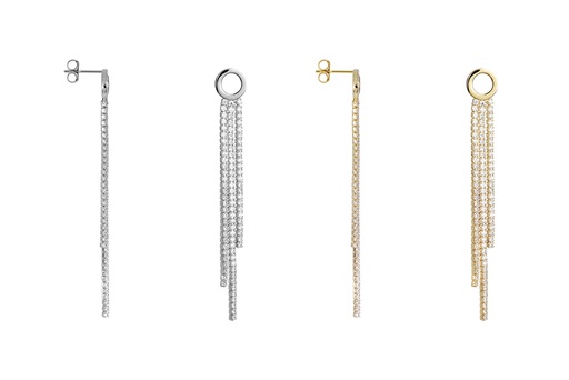 Sterling silver circle and riviere earring