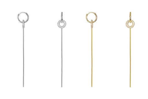 Sterling silver snake chain & zirconia hoop earring