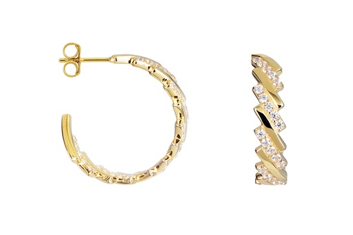 [17060EZBLDO] Sterling silver zirconia hoop earring