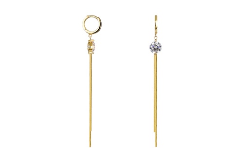 [17069EZBLDO] Pendiente plata 925 aro zirconita 6mm con cadena snake