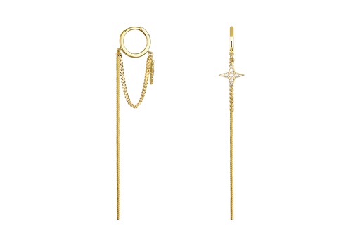 [17071EZBLDO] Sterling silver zirconia star hoop earring