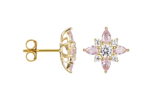 [17078EZBLRODO] Sterling silver zirconia compass rose earring