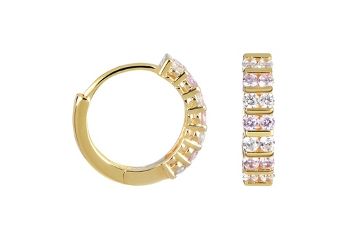 [17079EZBLRODO] Sterling silver zirconia hoop earring
