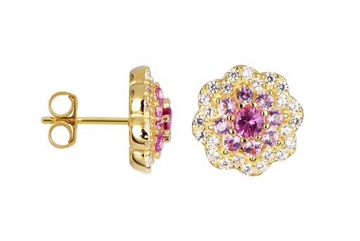 [17081EZMXDO] Sterling silver zirconia flower earring