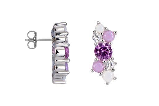 [17084EZMXRD] Sterling silver zirconia earring