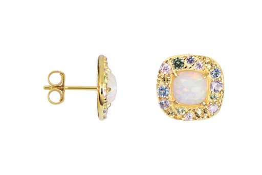 [17094ERWODO] Sterling silver natural stone & zirconia earring