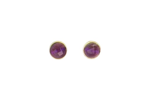 Sterling silver semi precious stone semi circle earring