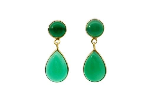 Sterling silver pear & semi circle semi precious stone earring