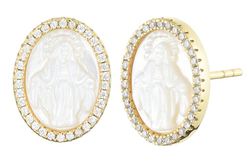 [17135ENBLDO] Sterling silver miraculous virgin mop earring