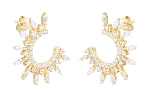 [17150EZBLDO] Sterling silver zirconia sun earring