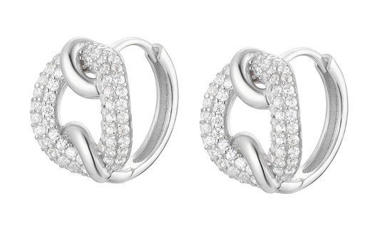 Pendiente plata 925 aro de eslabon zirconita