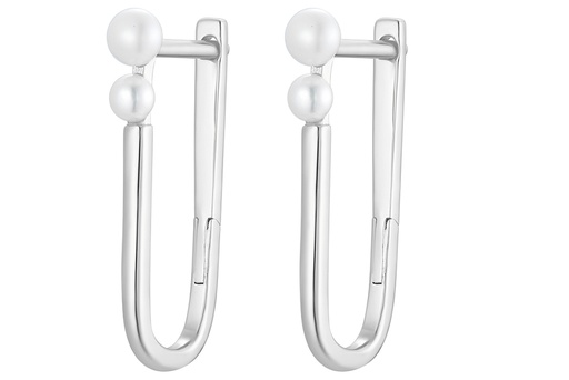 Sterling silver  2 cultured fresh water pearls oval hoop earrings