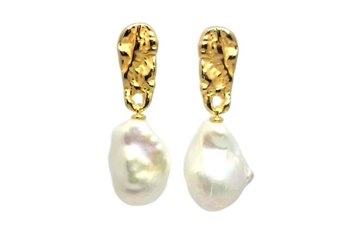 [17190EPBLHADO] Sterling silver irregular shape baroque freshwater cultured pearl earring