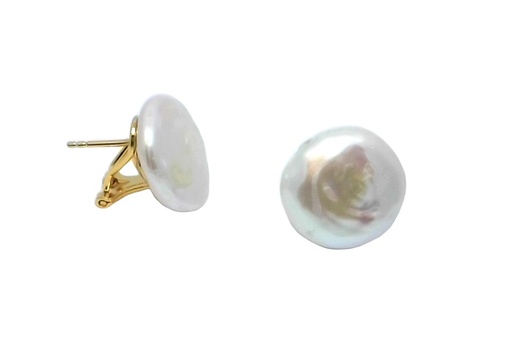 [17193EPBLDO] Sterling silver coin freshwater cultured pearl earring