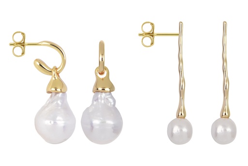 [17207EPBLDO] Pendiente plata 925 perla cultivada 10-11.5mm de forma irregular