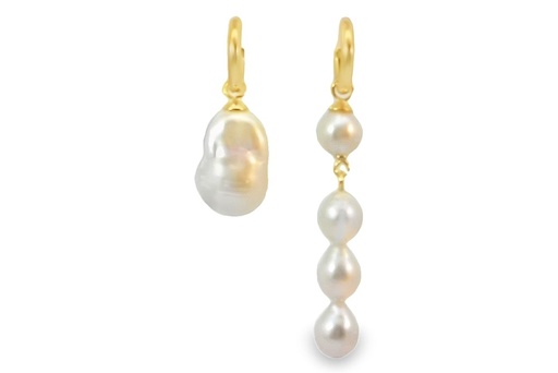 [17208EPBLDO] Sterling silver freshwater 12mm cultured pearls hoop earrings