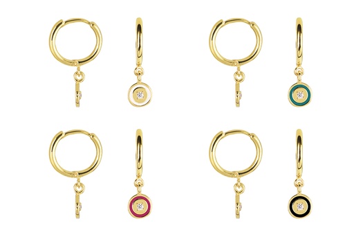 Sterling silver circle enamel & zirconia hoop earring