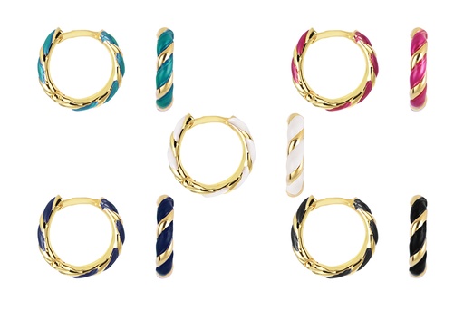 Sterling silver enamel hoop earring